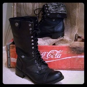 Black Motorcycle Boots by Soda 2 in 1 SZ 6